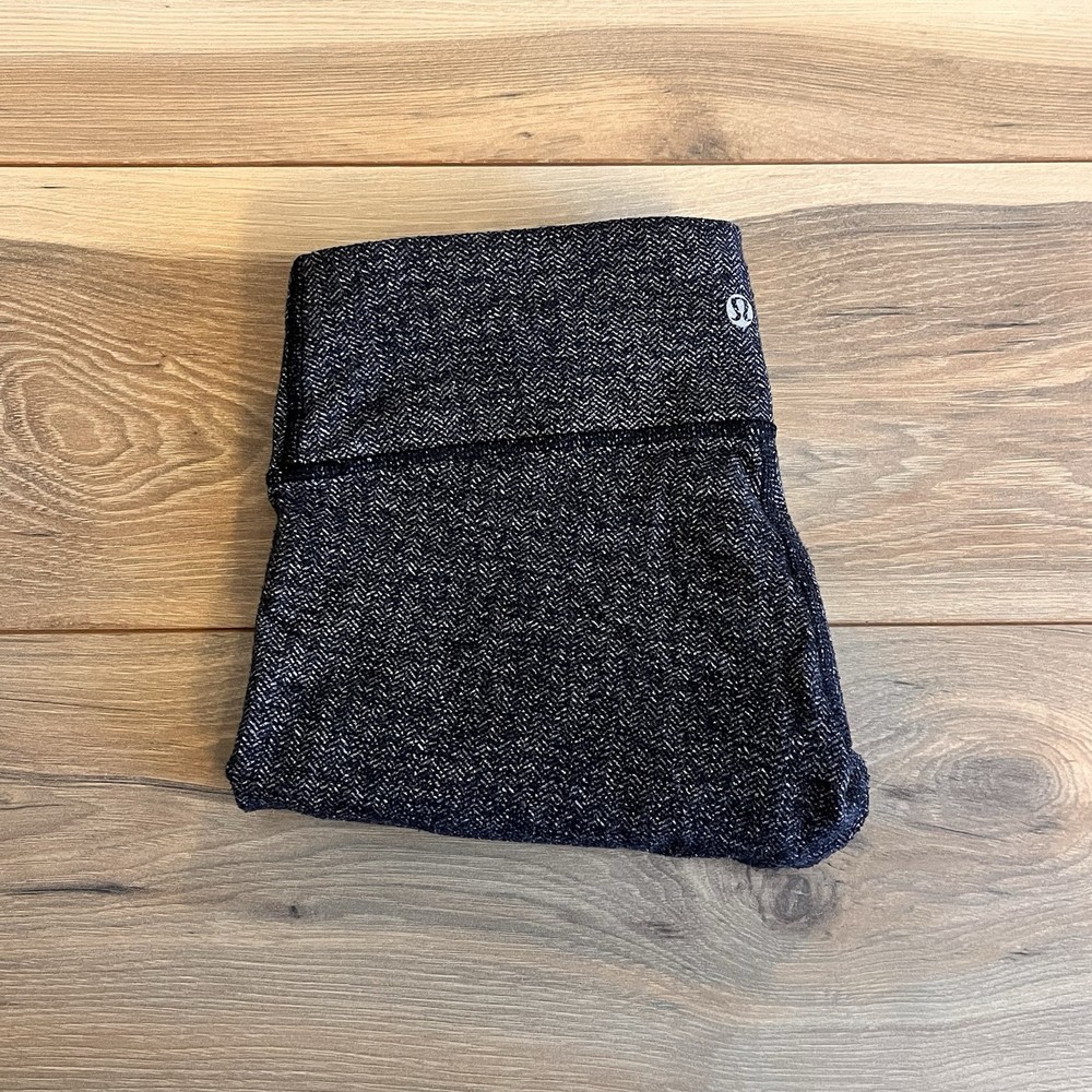 Lululemon Wunder Under Leggings for Women Size 6 Herringbone Grey Black Athletic Bottoms