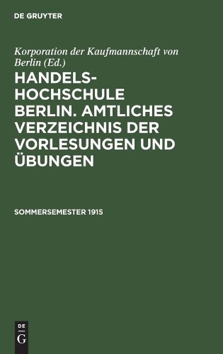 Sommersemester 1915 (Hardback)