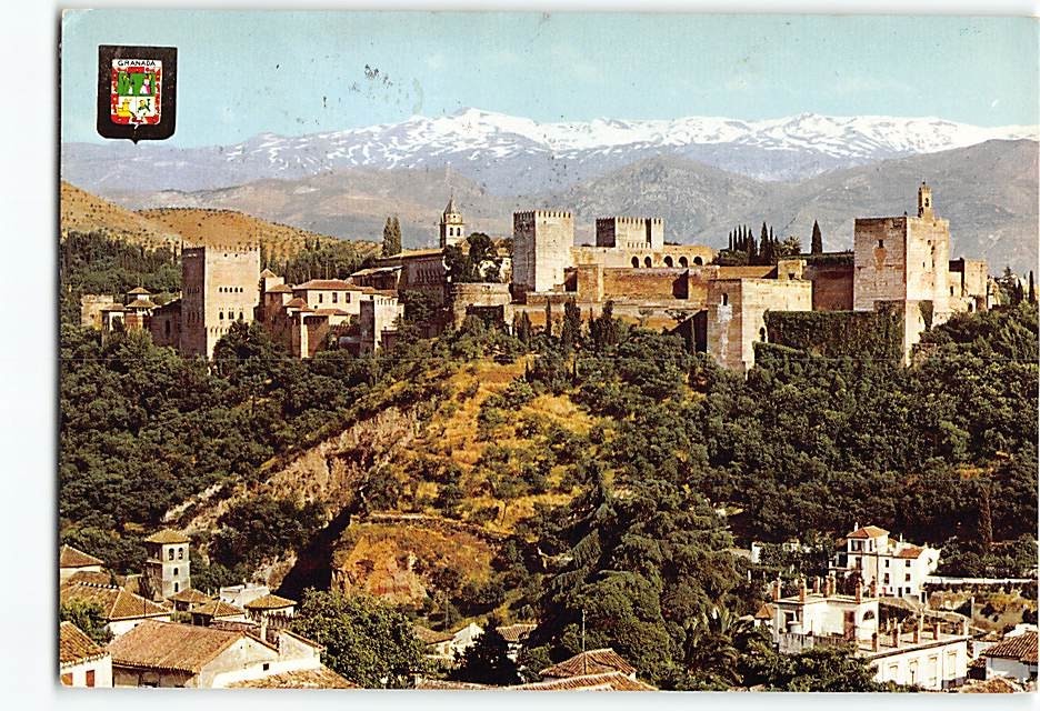 Postcard Panoramic View Alhambra Granada Spain