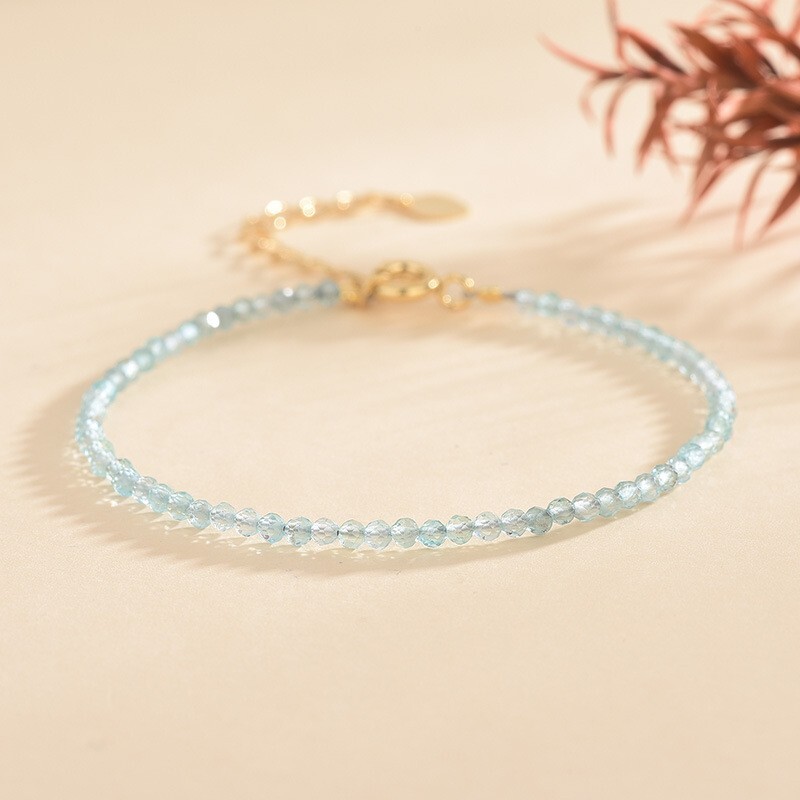 Natural Apatite Stone Bracelet Blue Crystal Gemstone Braided Bracelet Healing