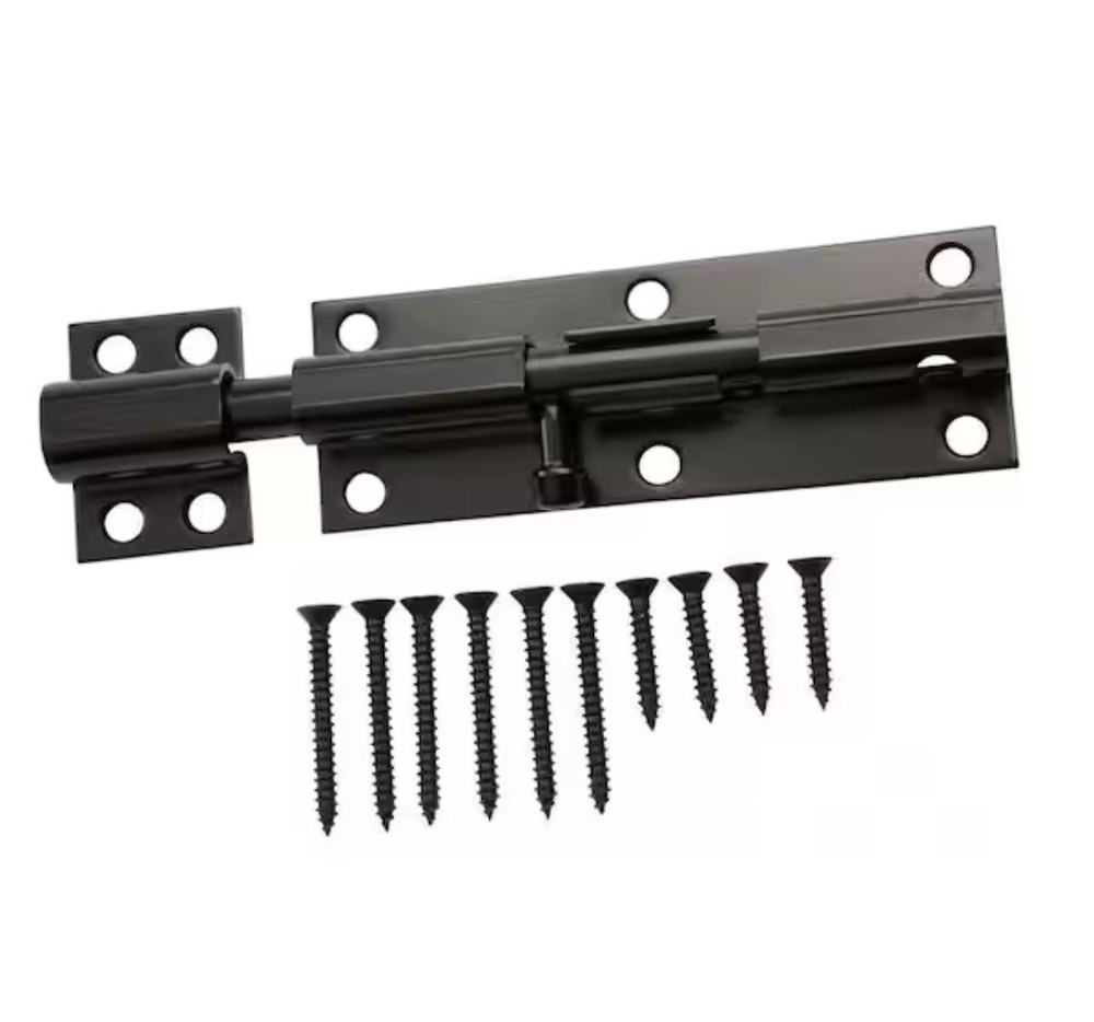 Everbilt 6in Black Heavy Duty Lockable Barrel Bolt