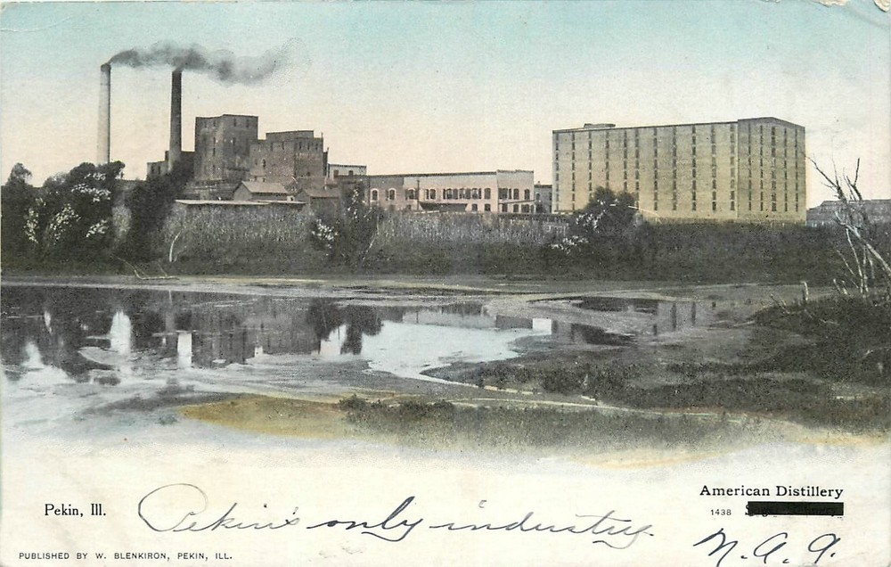 1907 Pekin Illinois American Distillery Factory undivided Postcard 25-9067