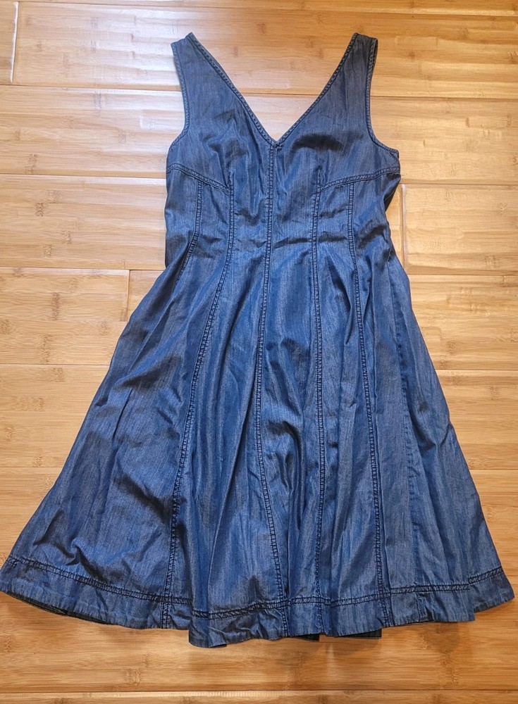 Anthropologie Women's Holding Horses Sleeveless Dress Denim Chambray, Size 6