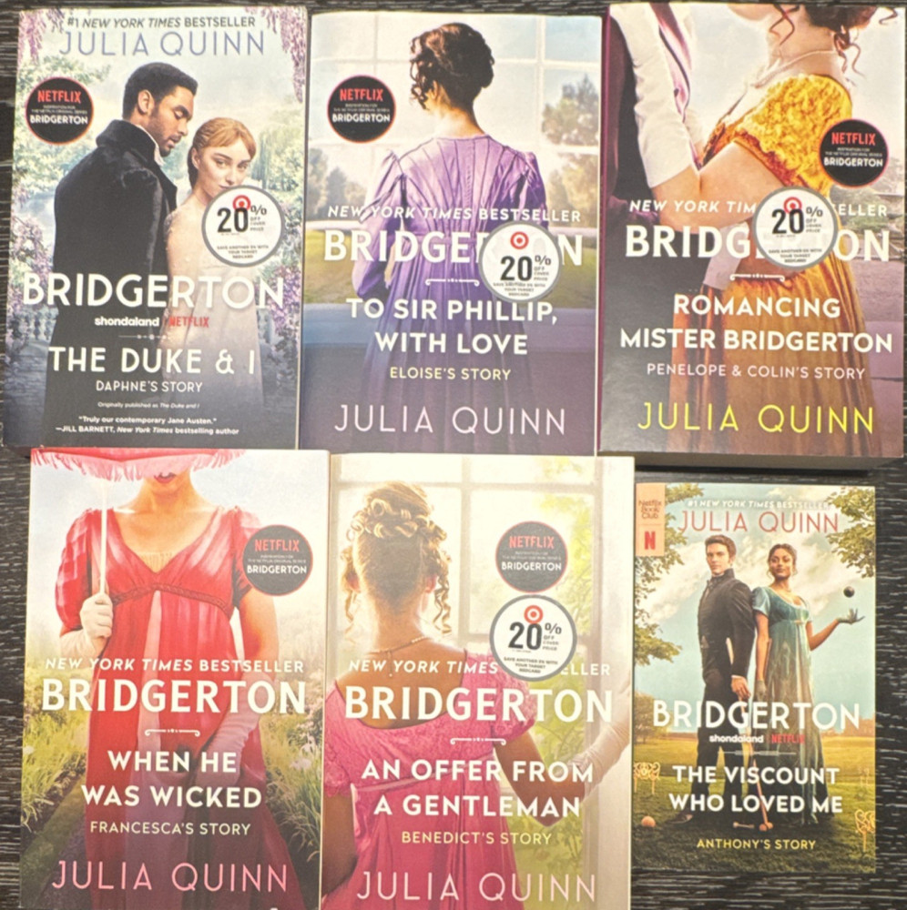 Julia Quinn Bridgerton Series Set of 6 Paperback Books Netflix Tie-In Editions