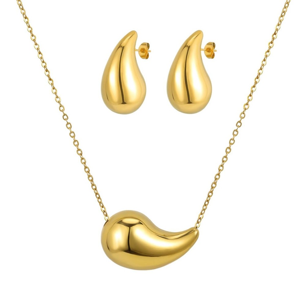 Chunky Drop Earrings Waterdrop Necklace Earrings Jewelry Set, Lightweight Tea...