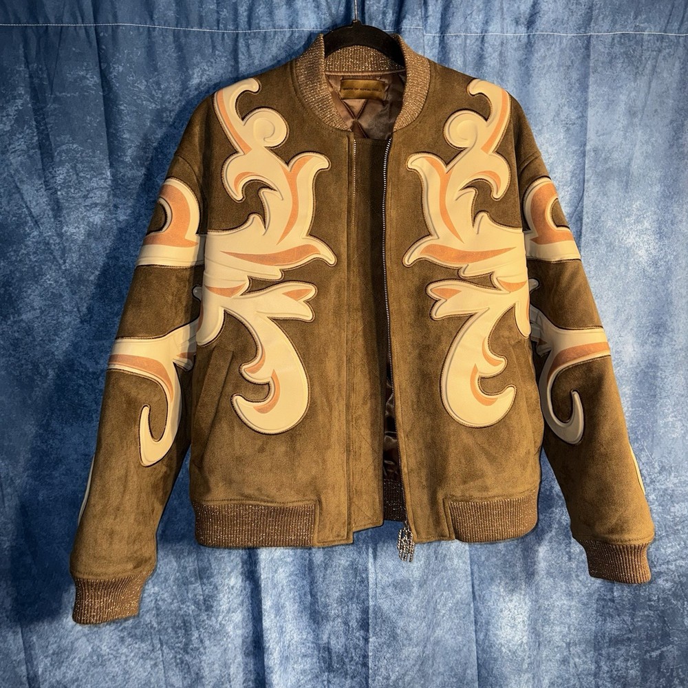 Birth Of Royal Child Patchwork Suede Bomber Jacket