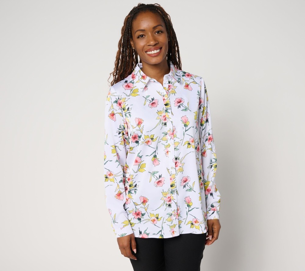 nicole by Nicole Miller Women's Top Sz XS Button Front Multi-colored A693067