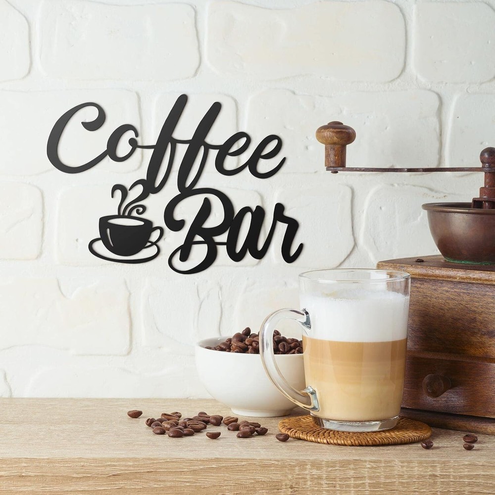 Metal Coffee Bar Sign Wall Art Decor for Kitchen Living Room Home Office New
