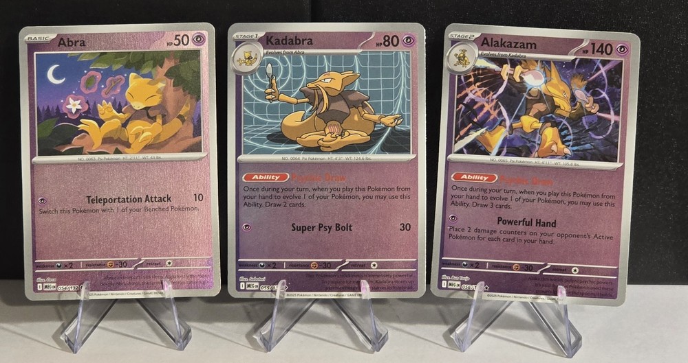 Abra Kadabra Alakazam Reverse Holo Evolution Lot MEG Pokemon NM-image