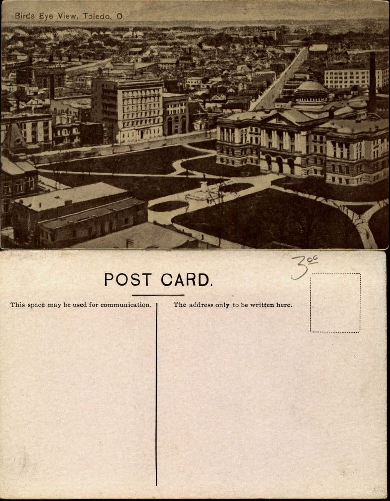 Toledo OH Ohio bird's-eye view unused vintage postcard