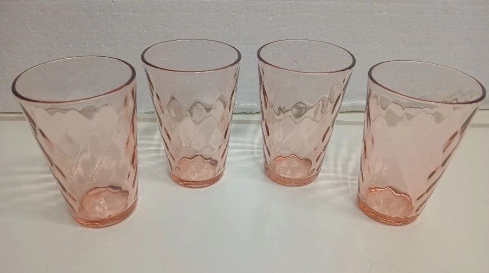 Set of 4 Heisey flamingo pink miniature gllasses