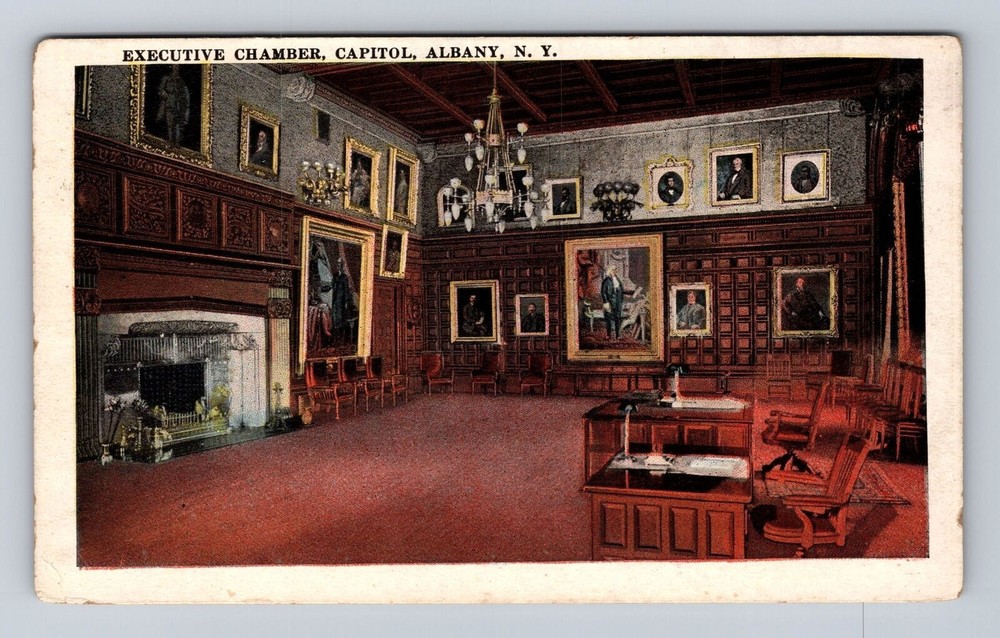 Albany NY-New York, State Capitol Executive Chamber, Antique Vintage Postcard