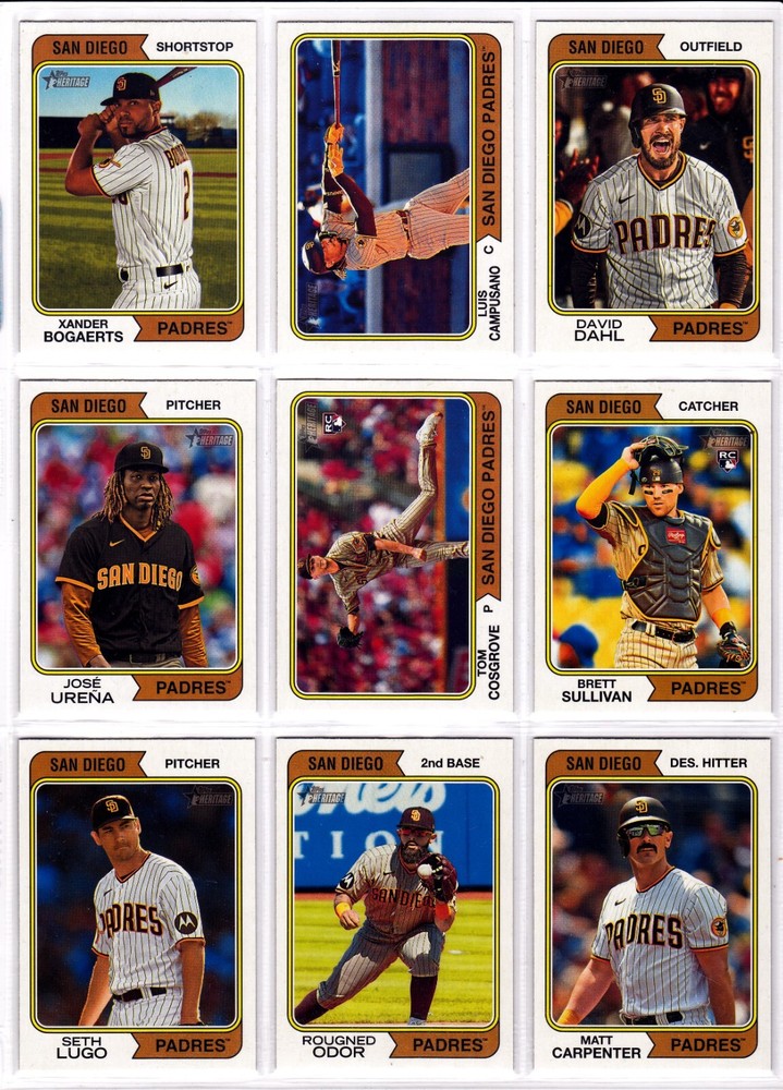 San Diego Padres 2023 Topps Heritage High-Number Team Set (9) RCs Bogaerts