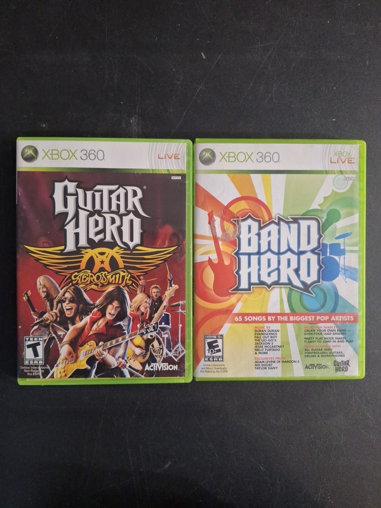 Guitar Hero Aerosmith & Band Hero (Microsoft Xbox 360) 2 Game Bundle CIB