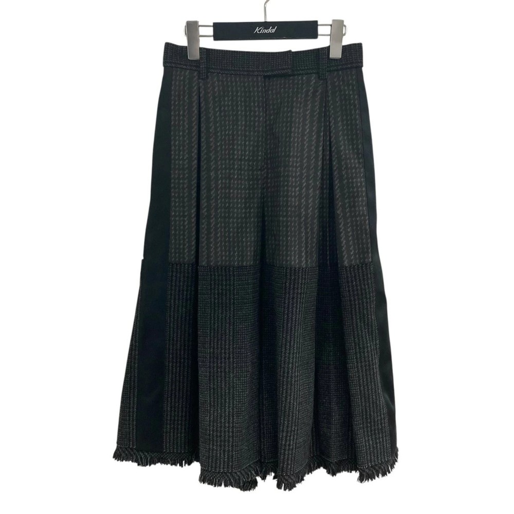 Sacai Gray Houndstooth Tuck Skirt Size 1 Used Vintage Fashion