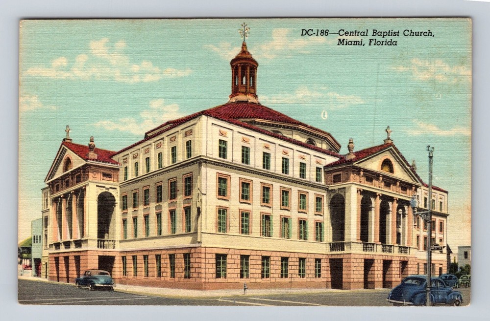 Miami FL-Florida Central Baptist Church Vintage Postcard