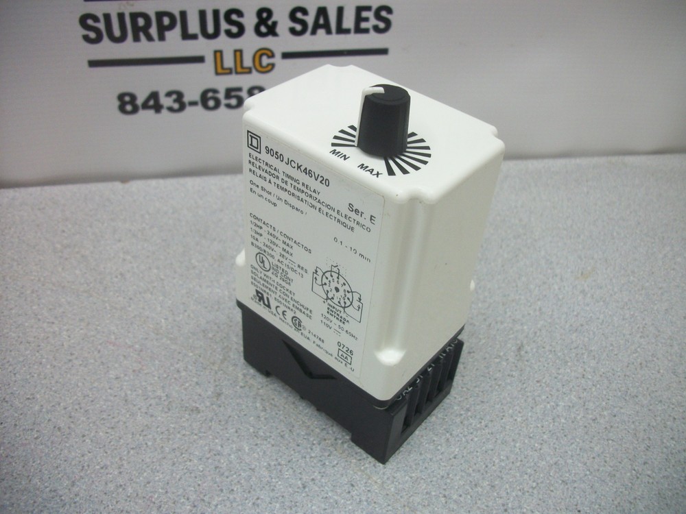Square D Electrical Timing Relay 9050Jck46V20 0.1 - 10Min 120Volt
