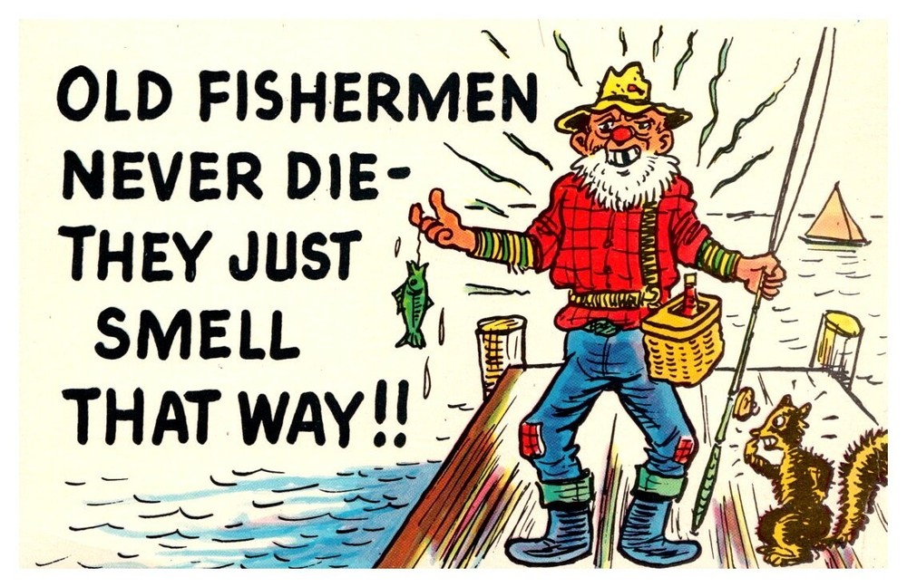 1968 Old Fishermen Funny Joke Cartoon Vintage Postcard