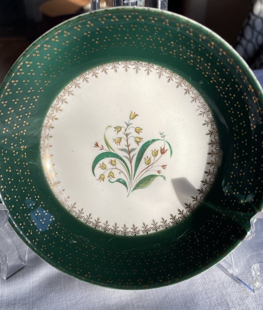 Salem China Collector Bowl 23 K Gold Lily Of The Valley Trinket Grannycore
