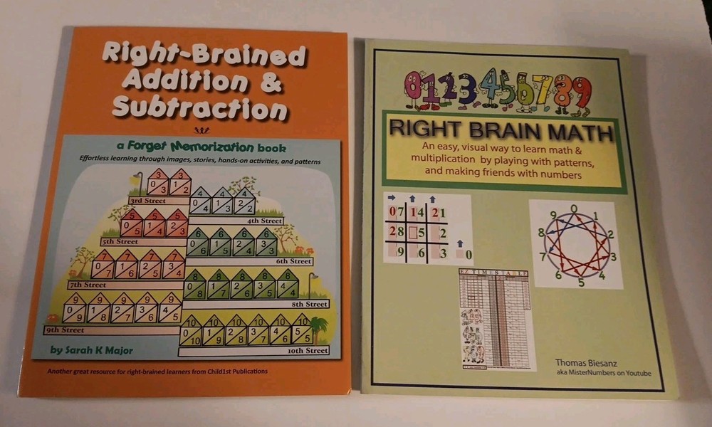 Right Brain Math & Right-Brained Addition & Subtraction Books Vg-ex Unused