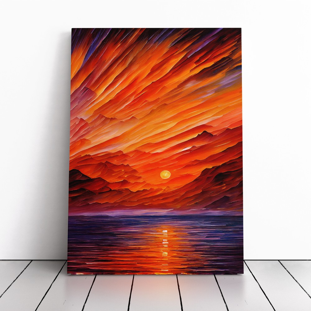Ocean Sunset View No.2 Canvas Wall Art Print Framed Picture Home Office Decor