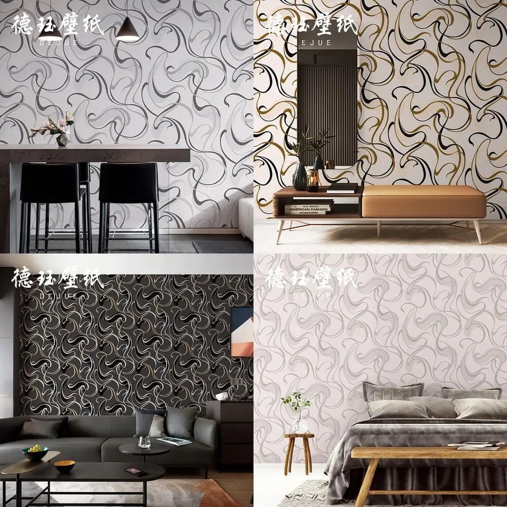 Modern Minimalist Abstract Wave Pattern Wallpaper for Nordic Bedrooms Living