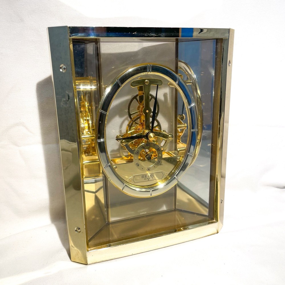 Vintage Seiko Quartz Skeleton Mantle/Desk Table Clock Watch Working