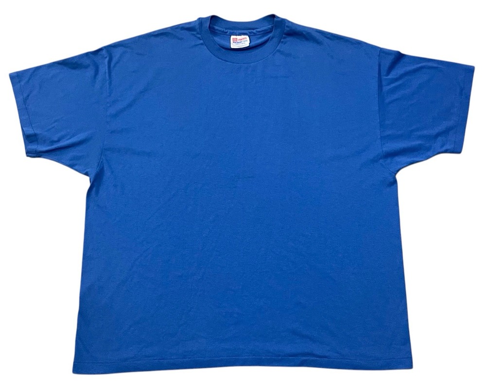 Hanes Blank T-Shirt Size 2XL Blue Heavyweight 50/50 Single Stitch Vintage 80s