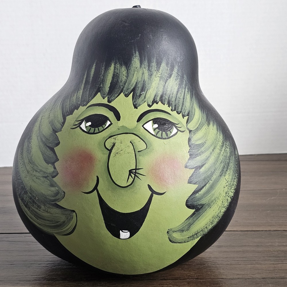 Halloween Witch Hand Painted Gourd 8.5
