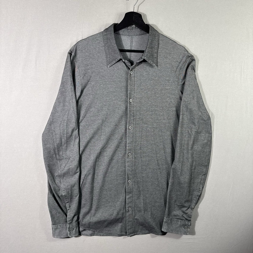 Lululemon Shirt Mens Large Gray Commission Button Up Long Sleeve Casual Preppy