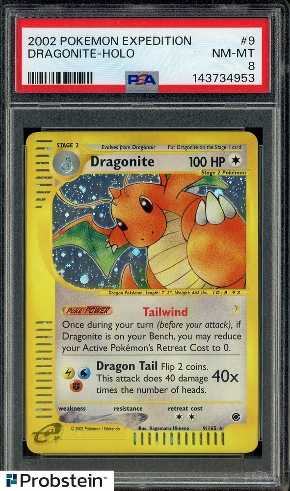 2002 Pokemon Expedition #9 Dragonite Holo PSA 8 NM-MTPROBSTEIN is actively accepting consignments !!