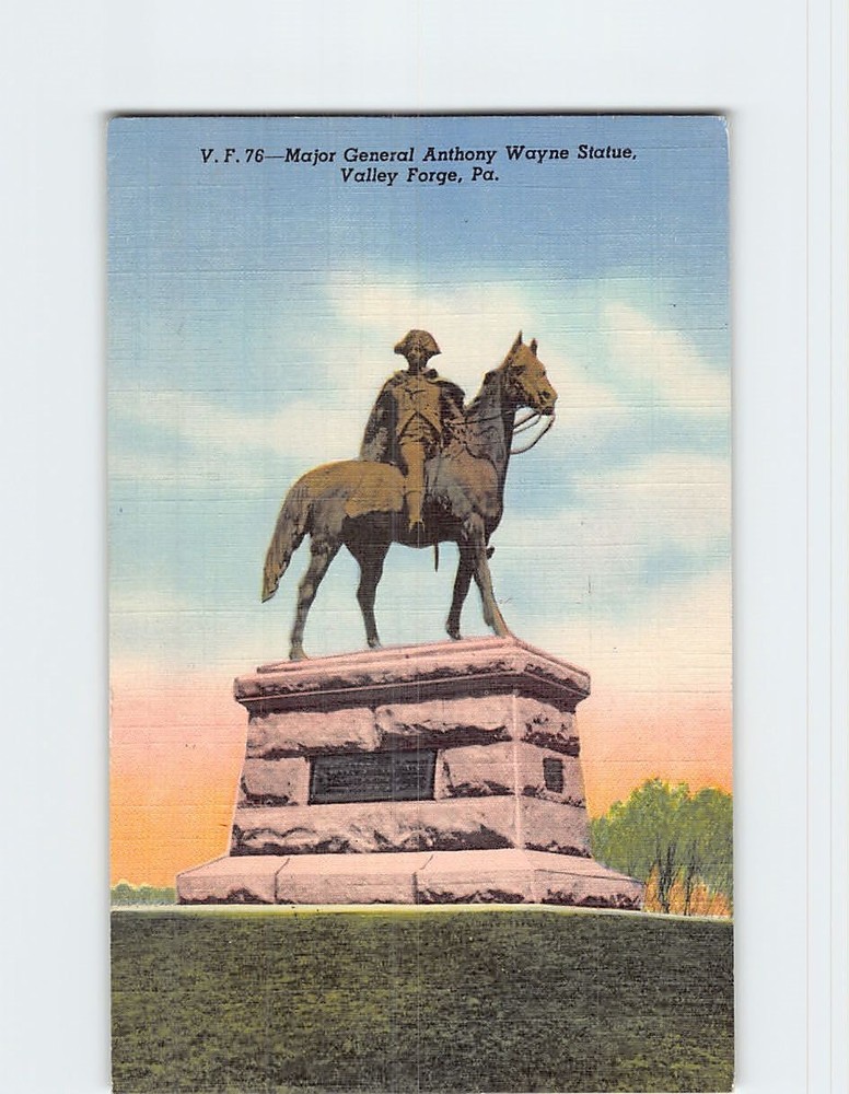 Postcard Major General Anthony Wayne Statue Valley Forge Pennsylvania USA