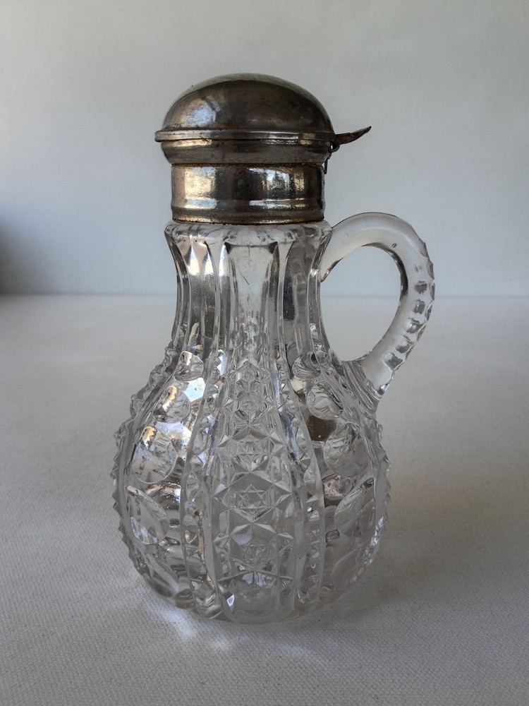 Antique Eapg Mold Blown Glass Syrup Pitcher