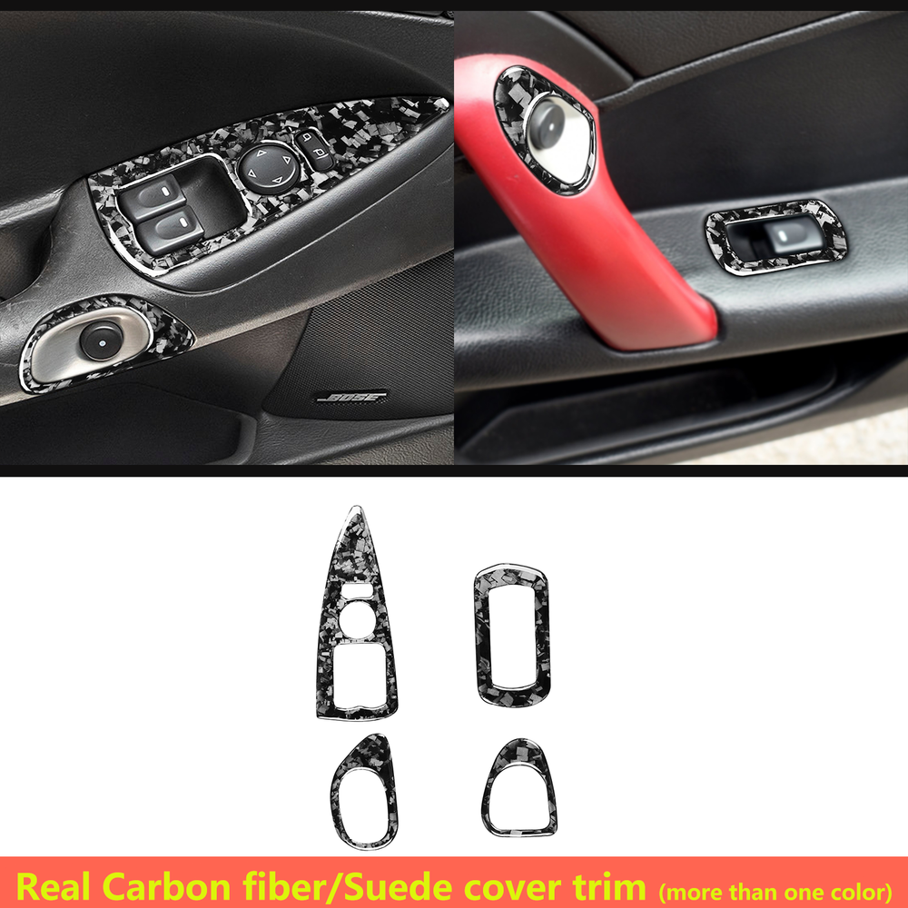 Forged Carbon Fiber Door Window Lift Switch Panel Cover For Corvette C6 05-13