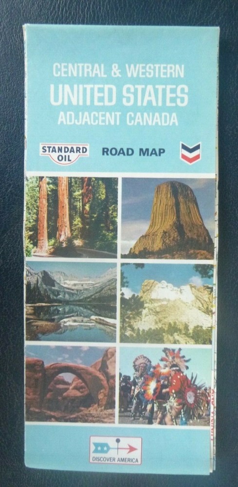 1970 Central & Western United States road map Chevron map gas Adj Canada