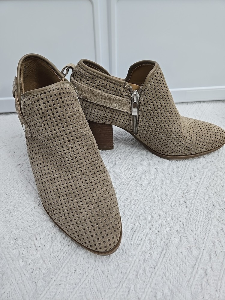 Franco Sarto Dale 2 Perforated Suede Ankle Booties Size 9 Brown