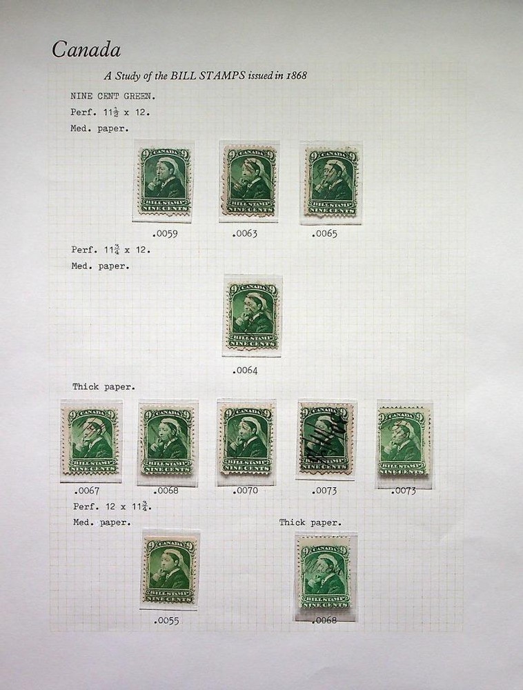 CANADA: Victoria 9c Bill Stamps - Ex-Old Time Collection - Album Page (82696)