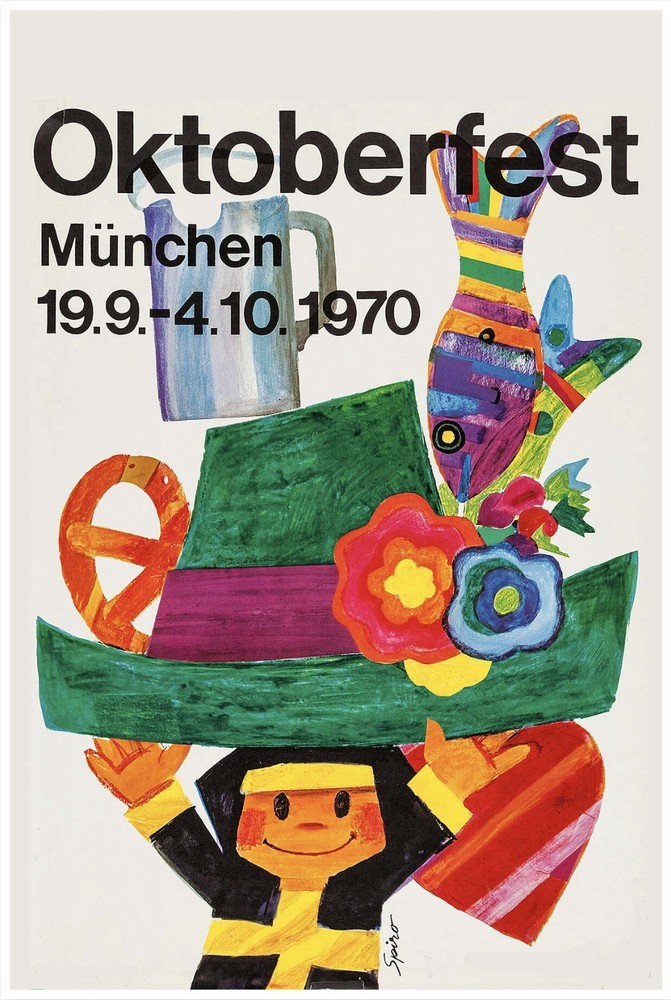Oktoberfest Munchen Munich Germany 1970 Vintage Travel Poster Print
