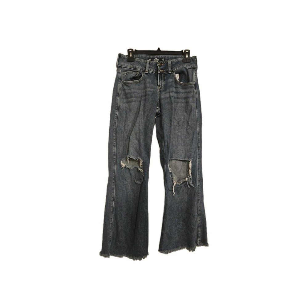 Hollister Jeans Womens Size 26 Low Rise Vintage Baggy Distressed Stretch Raw Hem