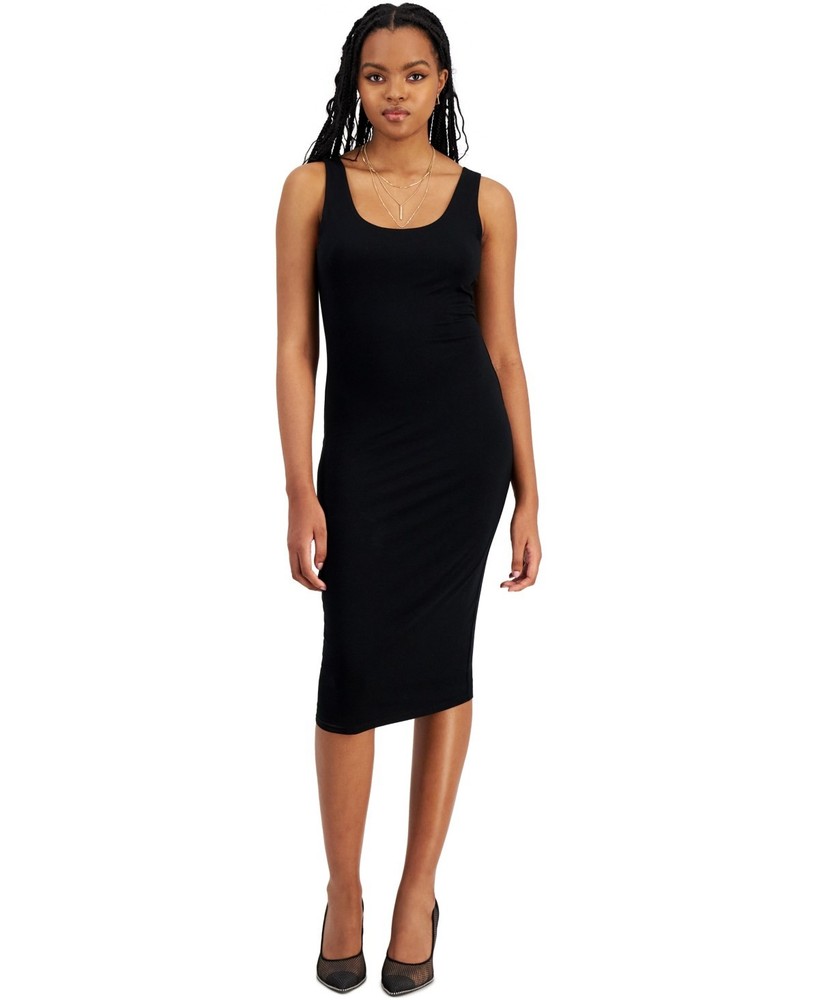 Bar III Petite Scoop-Neck Sleeveless Jersey Midi Dress Black Size PS