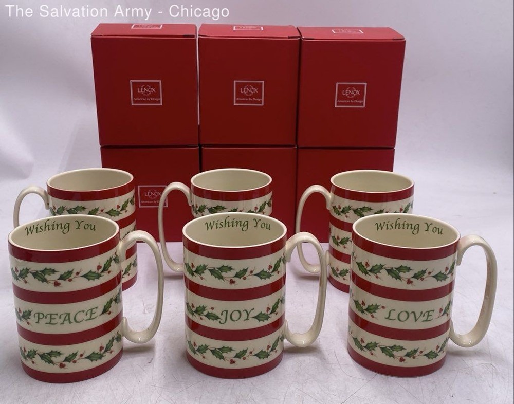 Lenox Multicolor American By Design Holiday Wishing You Mugs Lot Of 6 In Box