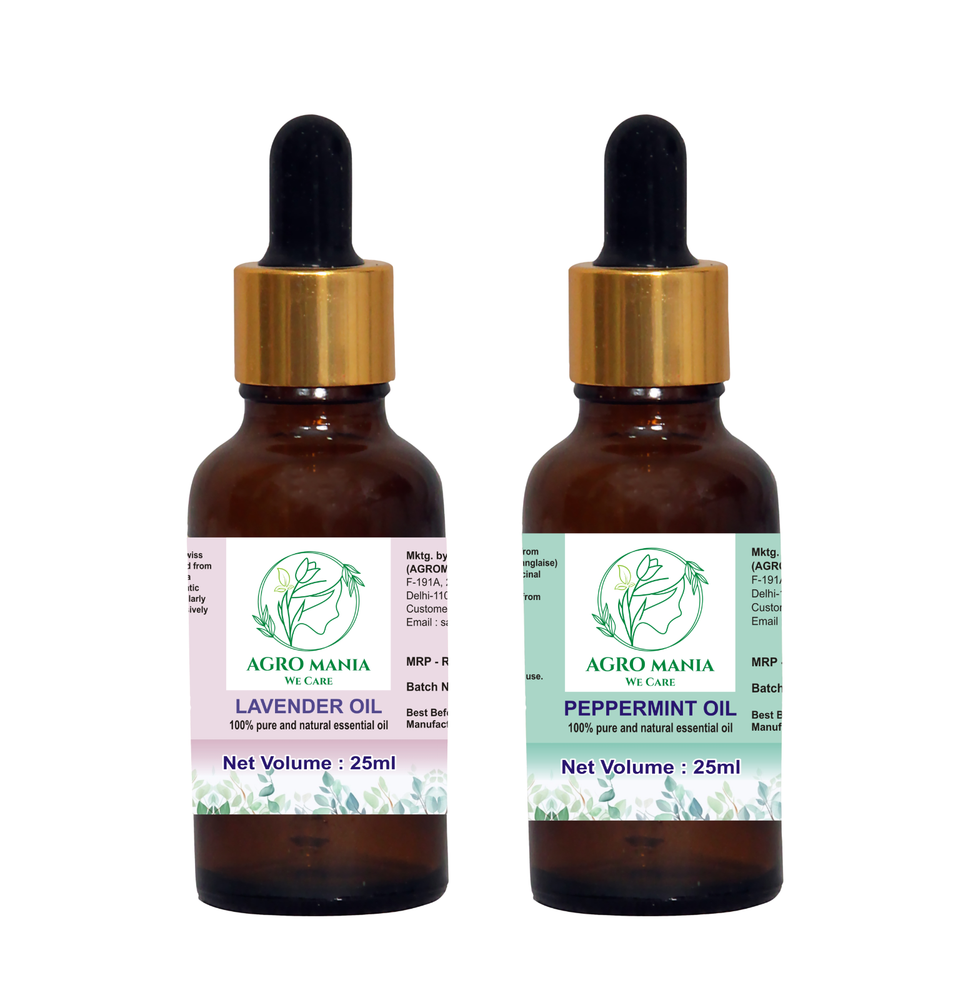 AGRO MANIA 100% Pure Lavender Peppermint Essential Oil for Aromatherapy 25ml
