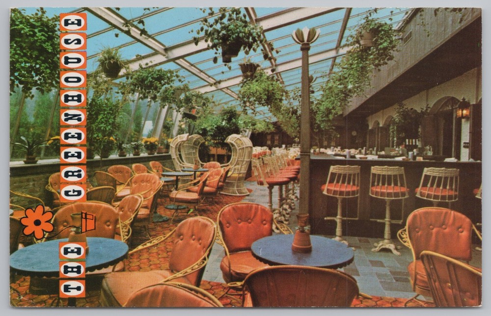 Roadside~Dining Room In The Greenhouse Holiday Inn South~Vintage Postcard