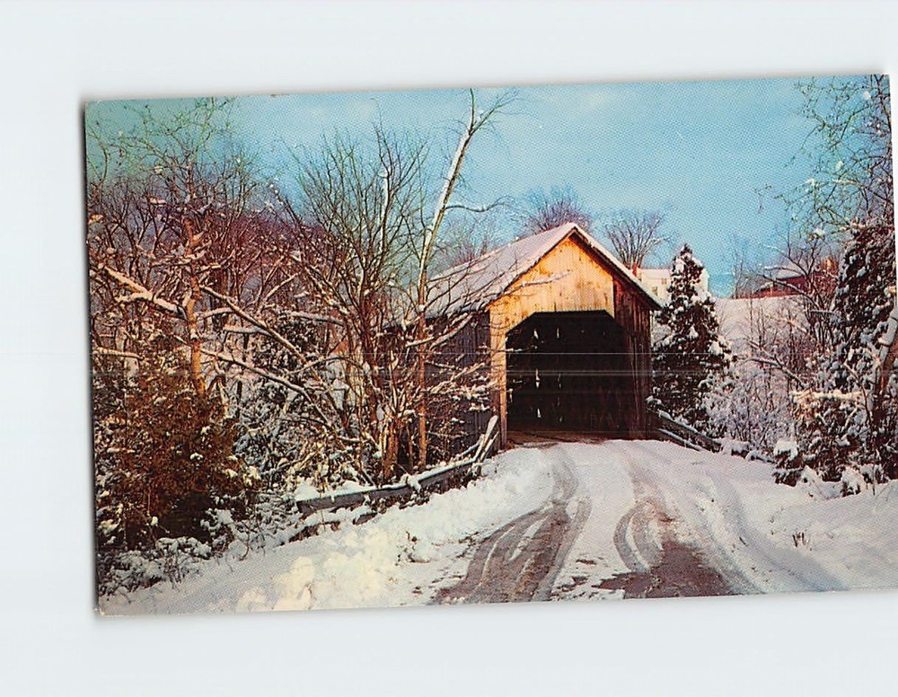 Postcard Old Covered Halpin Bridge Middlebury Vermont USA North America