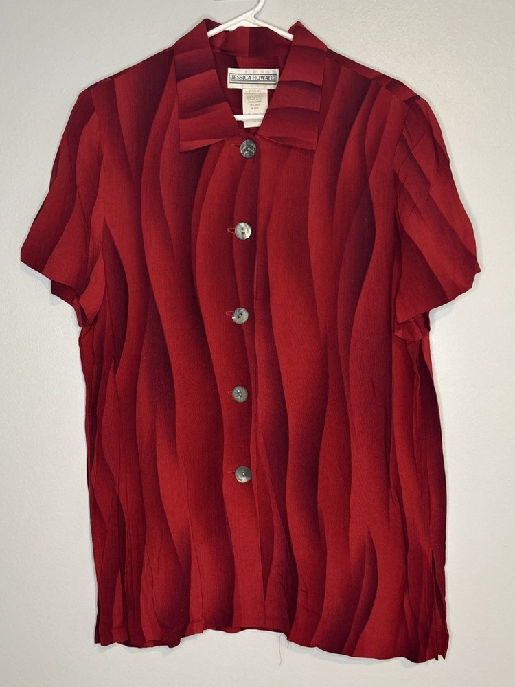 Vintage Jessica Howard Flowy Button Up Blouse Size 16
