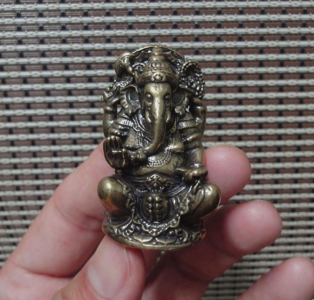 Vintage Style Brass Copper Thai Elephant Buddha Figurine Statue Sculpture