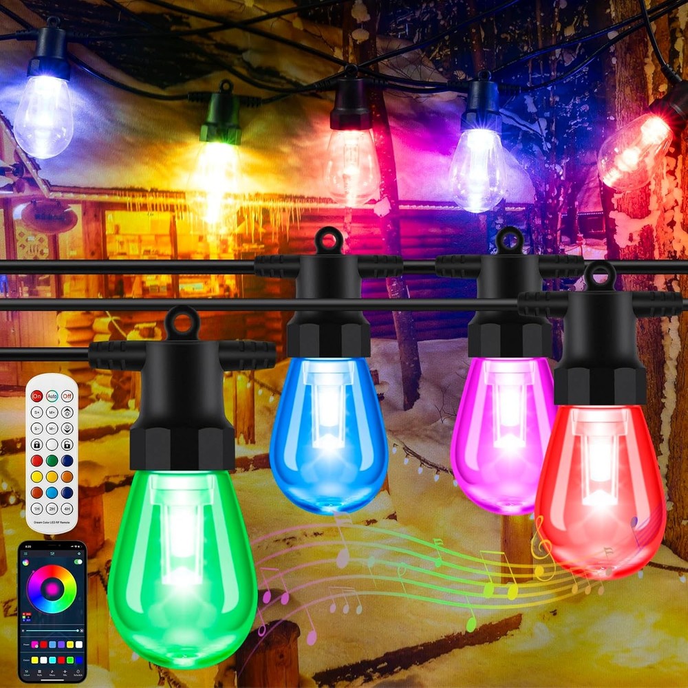 50ft Outdoor String Lights Color Changing - Patio Lights Outdoor Waterproof with