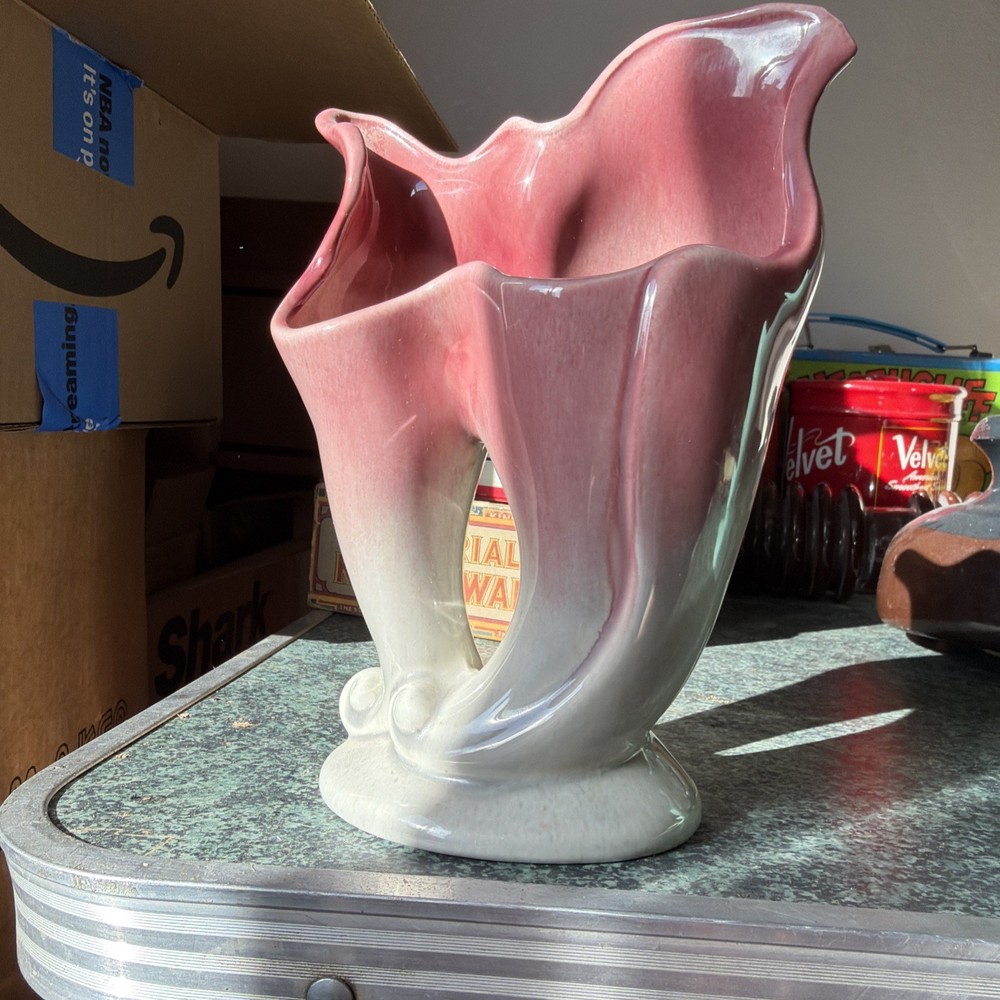 West Coast Pottery Calla Lily Vase #854 Pink White California Art Pottery