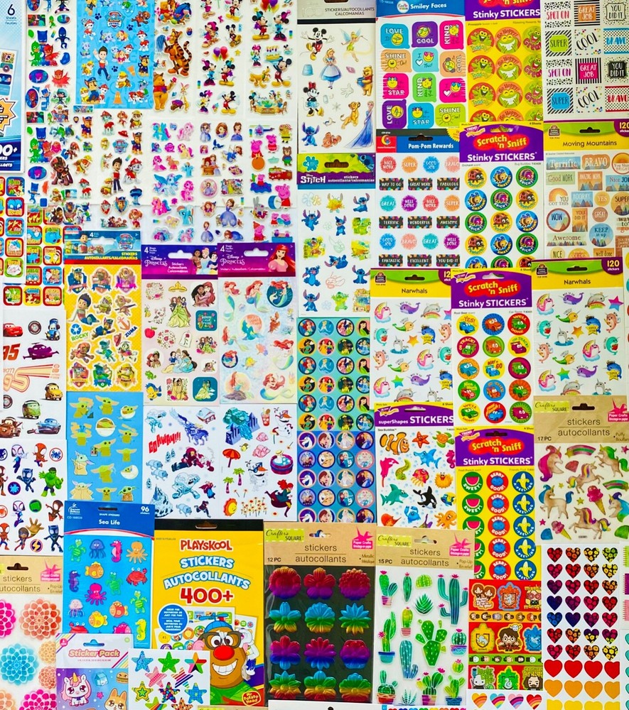 WHOLESALE 700+ Stickers for Kids GLITTER Metallic, Glossy, Decorative Craft Pack
