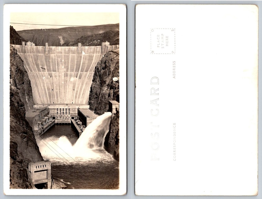 Vintage Hoover Dam RPPC Postcard - Black Canyon Colorado River Nevada Arizona